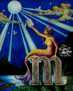 watercolor - mermaid catching moonbeams in mason jars