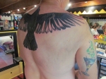 crow tattoo in progress