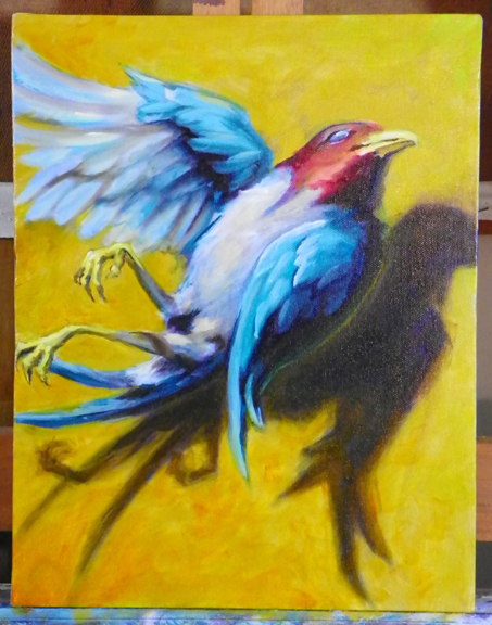 dead bird painting in progress