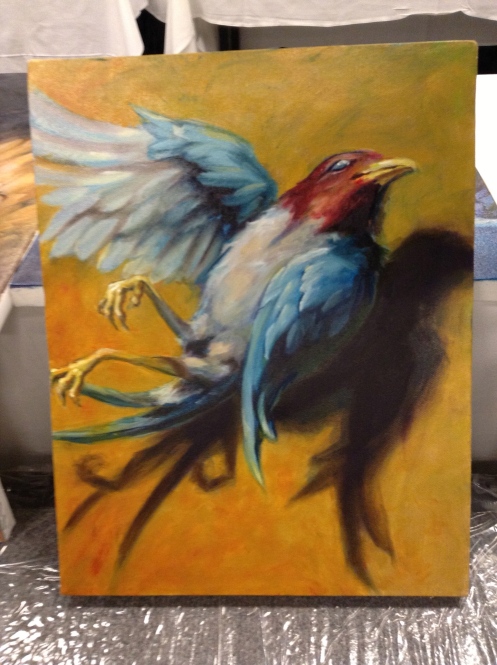 wip oil painting dead bird