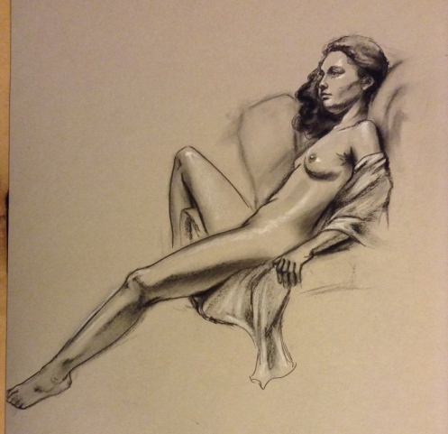 female figure drawing reclining